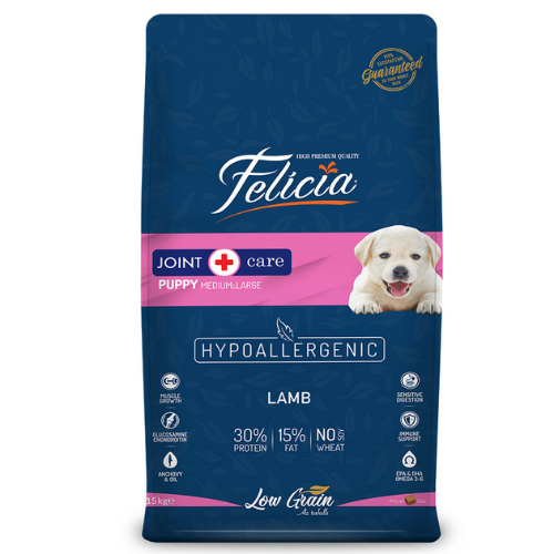 Felicia 15 Kg Yavru Kuzulu MLarge Az Tahıllı Breed HypoAllergenic Köpek Maması